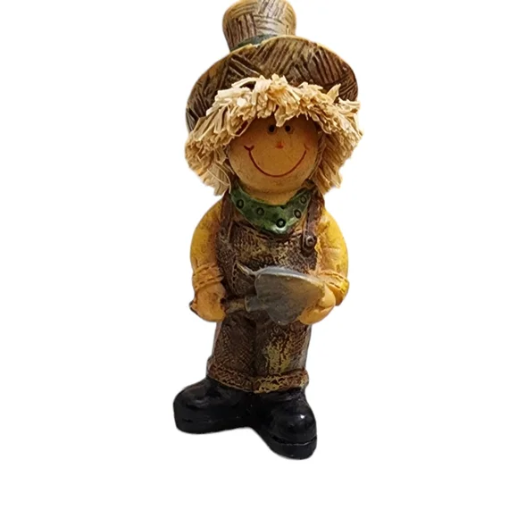 Three little vintage ceramic Halloween decor two ghosts and one scarecrow - Picture 5 of 7